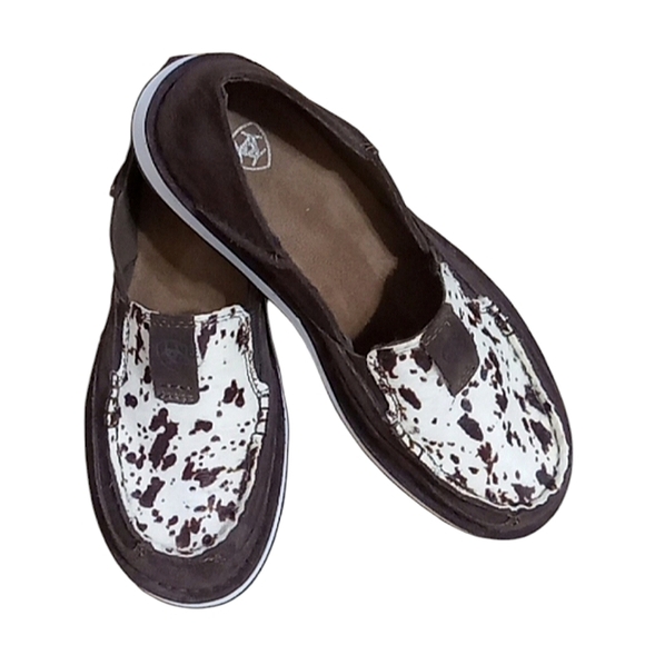 Ariat Cruiser Loafers in Chocolate Chip Suede Spotted Hair On Leather Slip On - Picture 4 of 13
